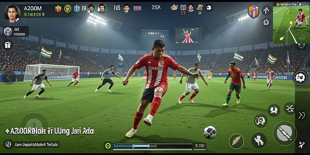 Gameplay A200M yang penuh aksi dan seru dalam dunia sepak bola.