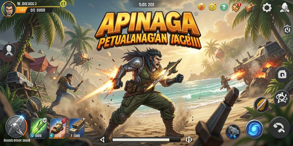 Tampakan gameplay penuh aksi dari APINAGA yang mendebarkan.