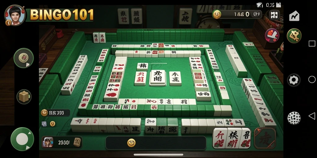 Tampilan gameplay BINGO101 yang memukau dengan elemen Mahjong.