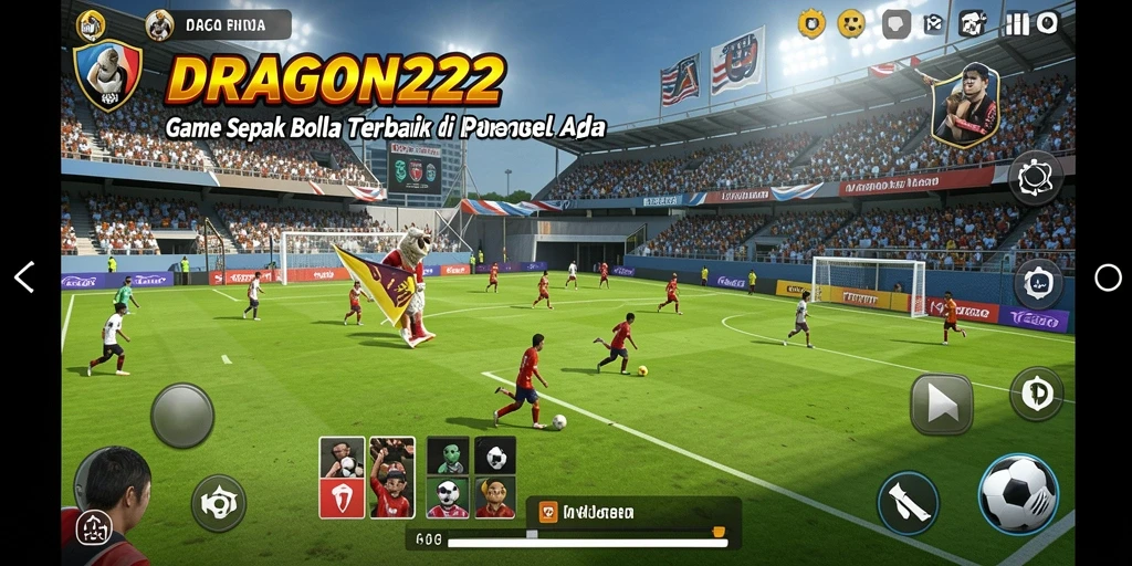 Tampilan gameplay DRAGON222 yang penuh aksi di lapangan sepak bola.