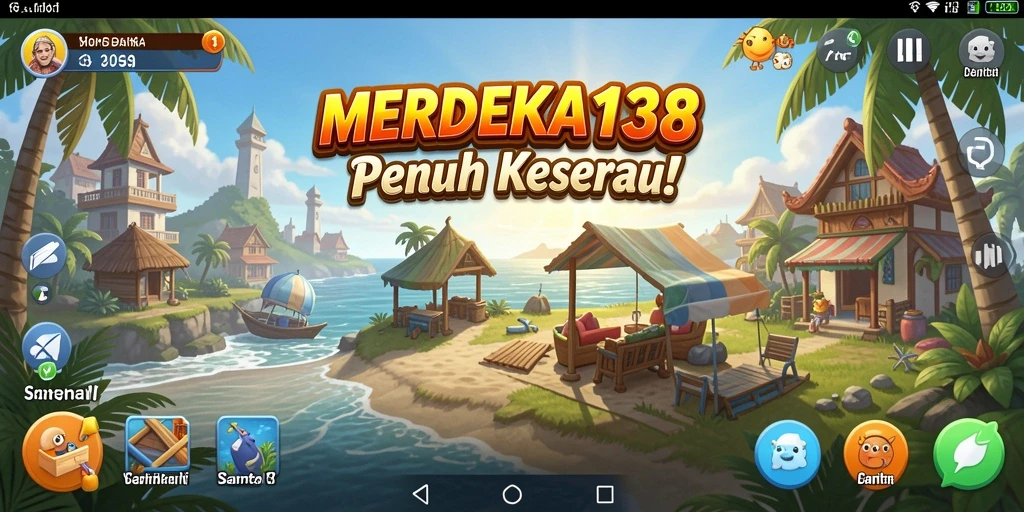 Tampilan gameplay <strong>MERDEKA138</strong> yang ceria dan penuh warna.